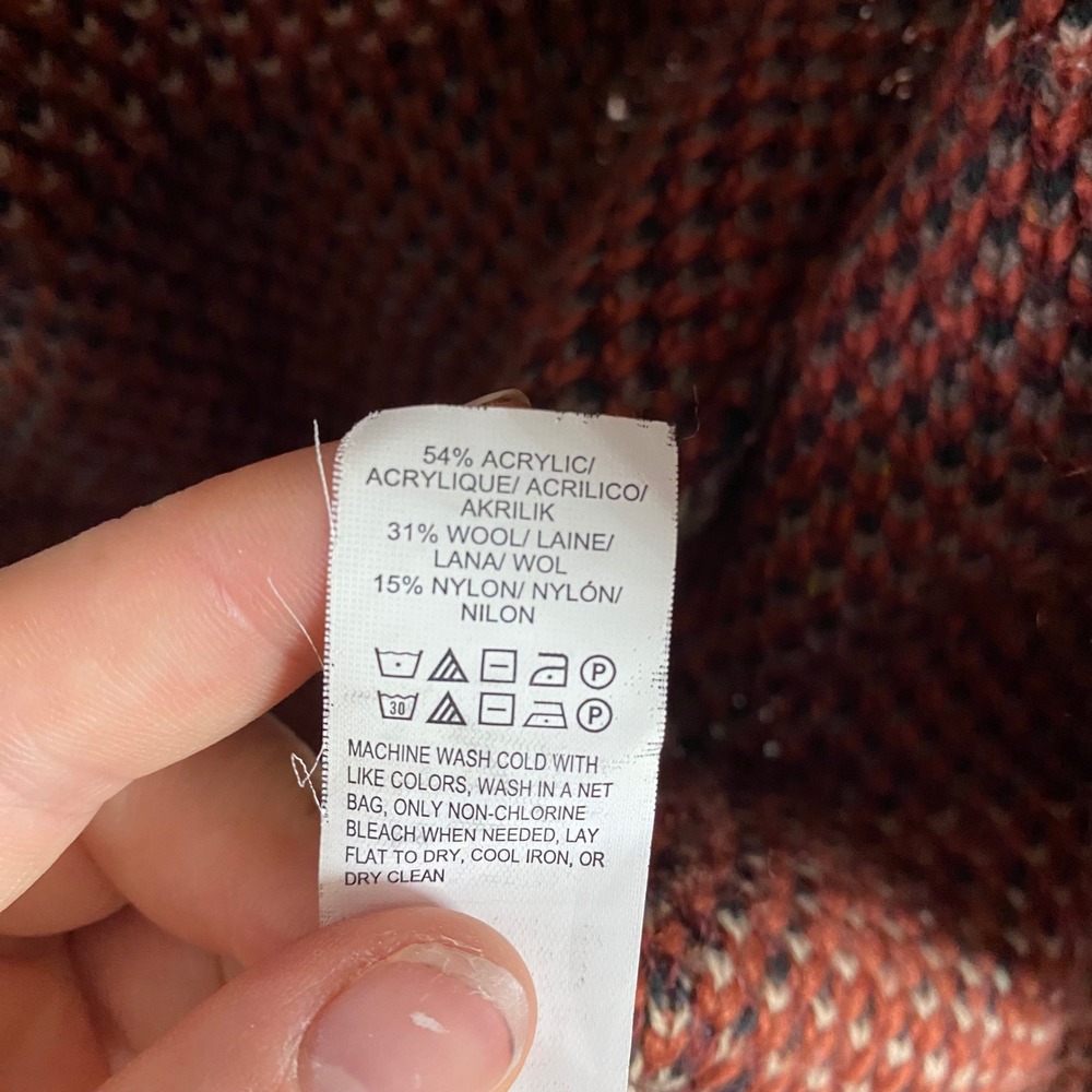 Lucky Brand Cardigan Sweater Open Front Aztec Pattern XS Western Wool Blend Cozy - Picture 7 of 7